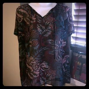 💜BUNDLE ONLY💜 Taylor Loft sheer dark floral top